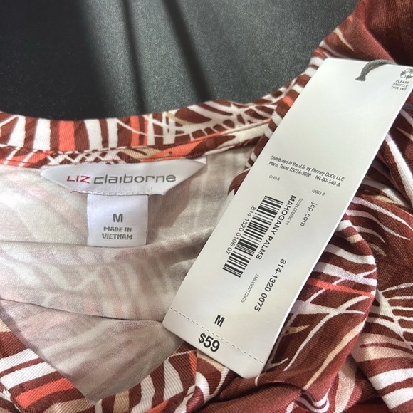 Liz Claiborne Mahogany Palms sleeveless,ruched front,slit hem,stretch, soft - Picture 11 of 11